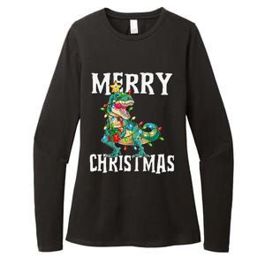 Christmas Dinosaur Tree Rex Pajamas Merry Christmas Boy Womens CVC Long Sleeve Shirt