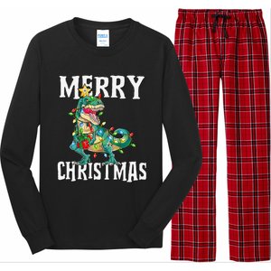 Christmas Dinosaur Tree Rex Pajamas Merry Christmas Boy Long Sleeve Pajama Set