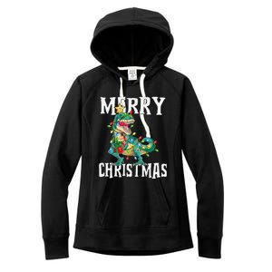 Christmas Dinosaur Tree Rex Pajamas Merry Christmas Boy Women's Fleece Hoodie