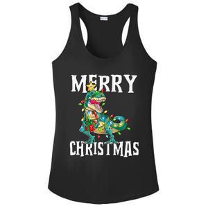 Christmas Dinosaur Tree Rex Pajamas Merry Christmas Boy Ladies PosiCharge Competitor Racerback Tank