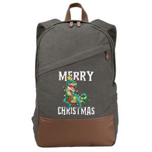 Christmas Dinosaur Tree Rex Pajamas Merry Christmas Boy Cotton Canvas Backpack