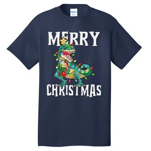 Christmas Dinosaur Tree Rex Pajamas Merry Christmas Boy Tall T-Shirt