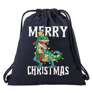 Christmas Dinosaur Tree Rex Pajamas Merry Christmas Boy Drawstring Bag