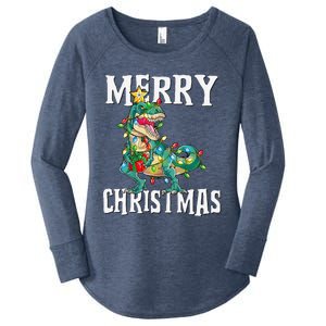 Christmas Dinosaur Tree Rex Pajamas Merry Christmas Boy Women's Perfect Tri Tunic Long Sleeve Shirt