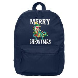 Christmas Dinosaur Tree Rex Pajamas Merry Christmas Boy 16 in Basic Backpack