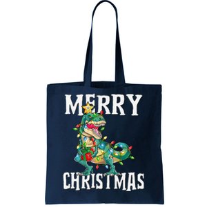 Christmas Dinosaur Tree Rex Pajamas Merry Christmas Boy Tote Bag