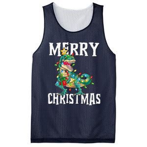 Christmas Dinosaur Tree Rex Pajamas Merry Christmas Boy Mesh Reversible Basketball Jersey Tank