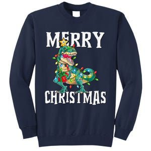 Christmas Dinosaur Tree Rex Pajamas Merry Christmas Boy Tall Sweatshirt