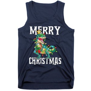 Christmas Dinosaur Tree Rex Pajamas Merry Christmas Boy Tank Top