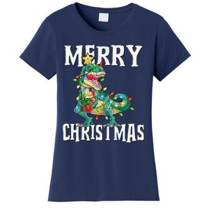 Christmas Dinosaur Tree Rex Pajamas Merry Christmas Boy Women's T-Shirt