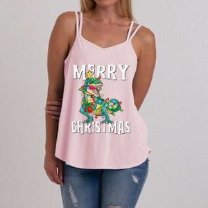 Christmas Dinosaur Tree Rex Pajamas Merry Christmas Boy Women's Strappy Tank