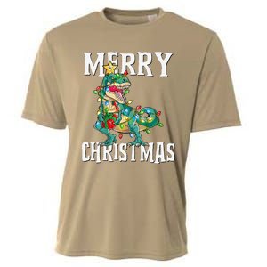 Christmas Dinosaur Tree Rex Pajamas Merry Christmas Boy Cooling Performance Crew T-Shirt