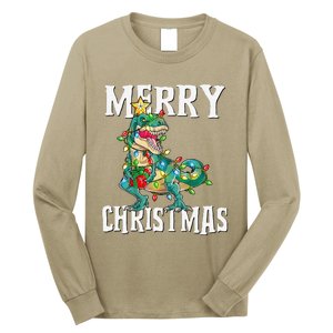 Christmas Dinosaur Tree Rex Pajamas Merry Christmas Boy Long Sleeve Shirt