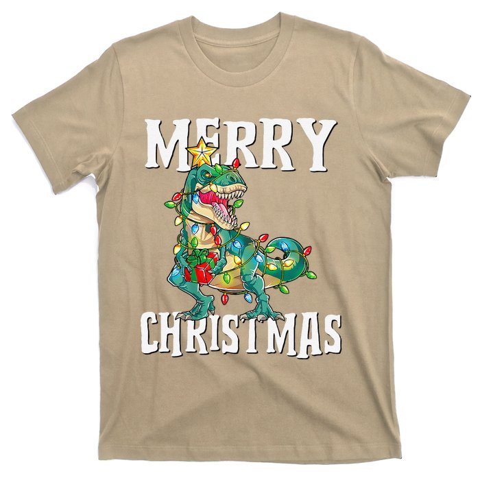 Christmas Dinosaur Tree Rex Pajamas Merry Christmas Boy T-Shirt