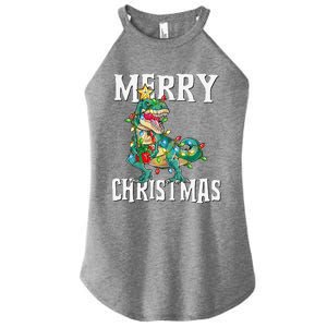 Christmas Dinosaur Tree Rex Pajamas Merry Christmas Boy Women's Perfect Tri Rocker Tank