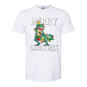 Christmas Dinosaur Tree Rex Pajamas Merry Christmas Boy Softstyle CVC T-Shirt