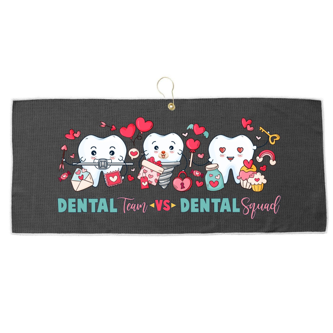 Cute Dental Team VS Dental Squad Large Microfiber Waffle Golf Towel