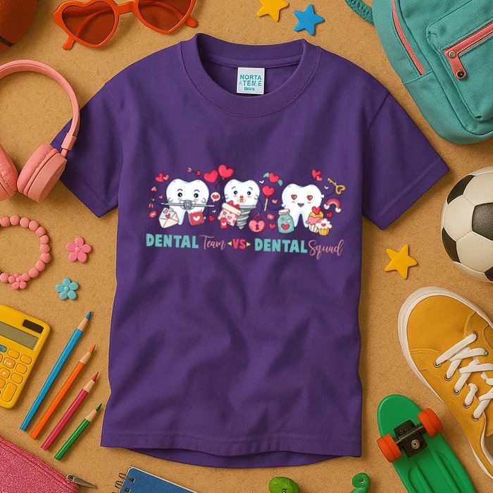Cute Dental Team VS Dental Squad Kids T-Shirt