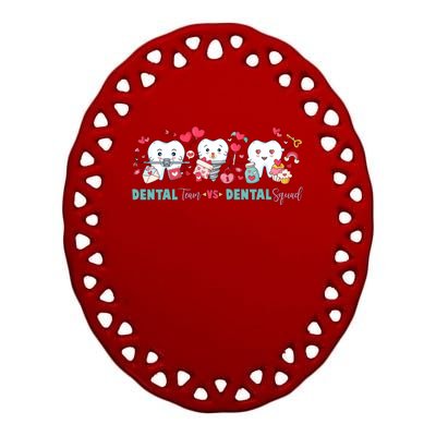 Cute Dental Team VS Dental Squad Ceramic Oval Ornament