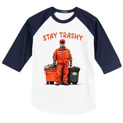 Cool Donald Trump Garbage Stay Trashy Funny Maga Trump 2024 Baseball Sleeve Shirt