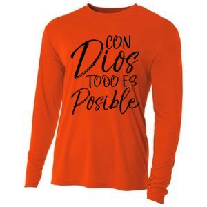 Con Dios Todo Es Posible Spanish Espanol Christian Cooling Performance Long Sleeve Crew