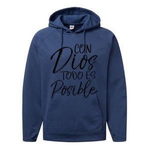 Con Dios Todo Es Posible Spanish Espanol Christian Performance Fleece Hoodie