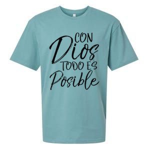 Con Dios Todo Es Posible Spanish Espanol Christian Sueded Cloud Jersey T-Shirt