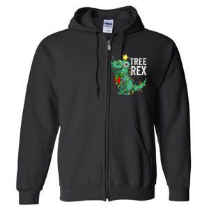 Christmas Dinosaur Tree Rex Pajamas Full Zip Hoodie