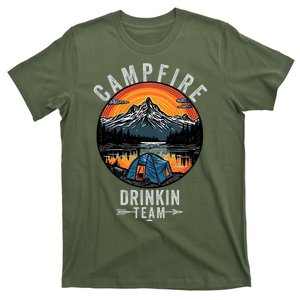 Campfire Drinking Team Funny Camping Outdoors Camp Fire Bonfire Nature Lover T-Shirt