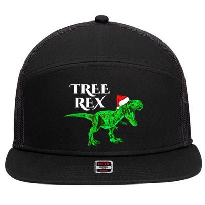 Christmas Dinosaur Tree Rex Funny Xmas Gift For Raptor Lover Gift 7 Panel Mesh Trucker Snapback Hat