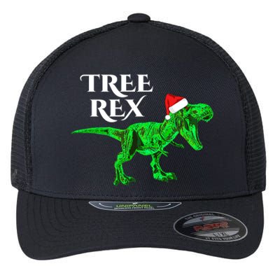 Christmas Dinosaur Tree Rex Funny Xmas Gift For Raptor Lover Gift Flexfit Unipanel Trucker Cap