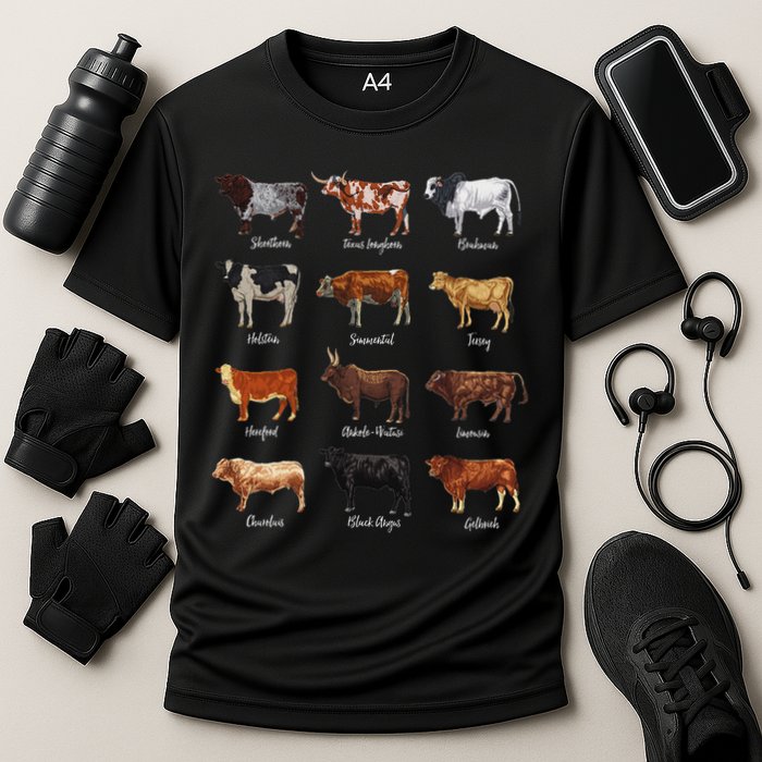 Cattle Drawings Types Of Cows Performance Shirt