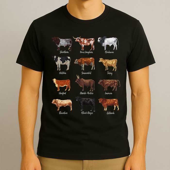 Cattle Drawings Types Of Cows T-Shirt