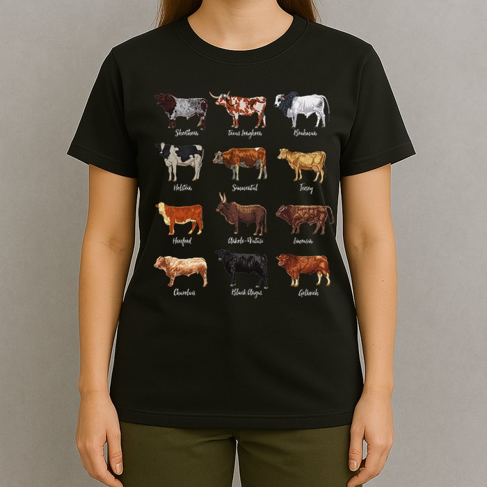 Cattle Drawings Types Of Cows T-Shirt