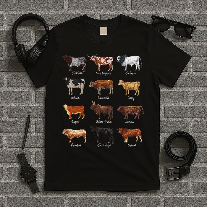 Cattle Drawings Types Of Cows T-Shirt