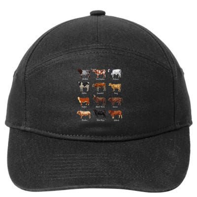Cattle Drawings Types Of Cows 7-Panel Snapback Hat