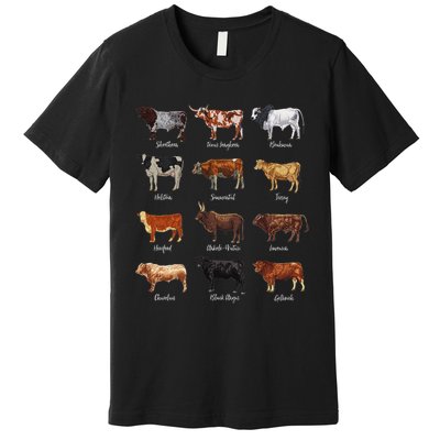 Cattle Drawings Types Of Cows Premium T-Shirt