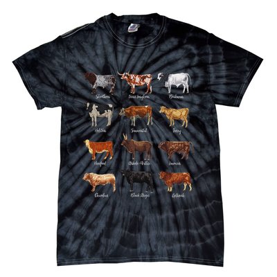 Cattle Drawings Types Of Cows Tie-Dye T-Shirt