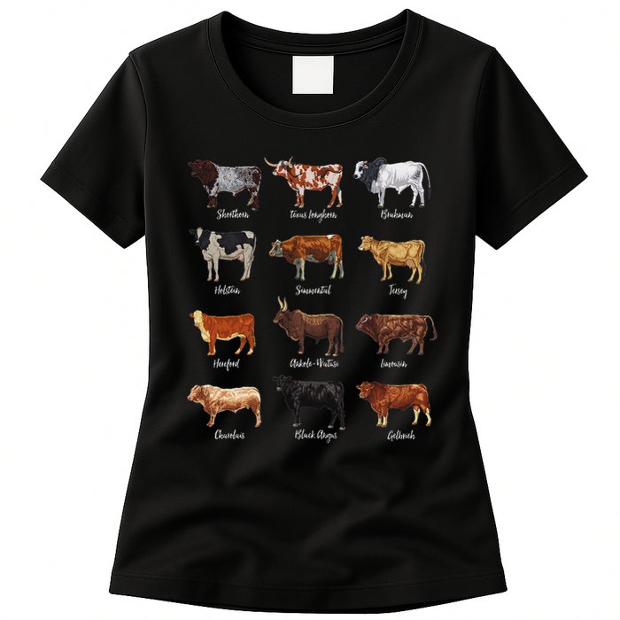 Cattle Drawings Types Of Cows Womens T-Shirt