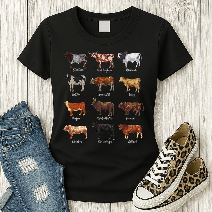 Cattle Drawings Types Of Cows Womens T-Shirt