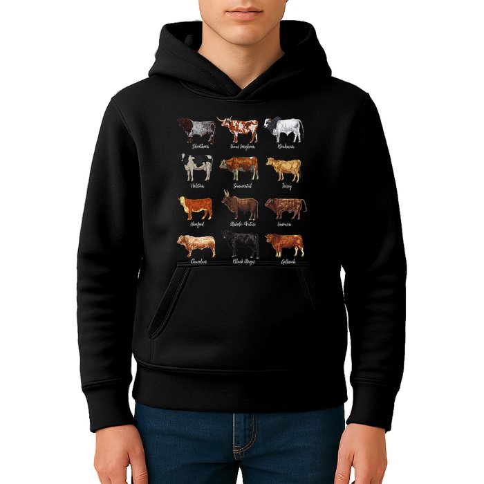 Cattle Drawings Types Of Cows Kids Hoodie
