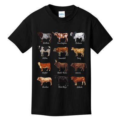 Cattle Drawings Types Of Cows Kids T-Shirt