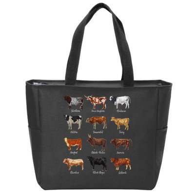 Cattle Drawings Types Of Cows Zip Tote Bag