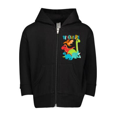 Cute Dinosaurs Types Of Dinosaurs For Kids Dino Lover Toddler Zip Fleece Hoodie