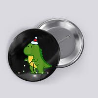 Christmas Dinosaur Tree Rex Putting Up String Lights Vintage Button