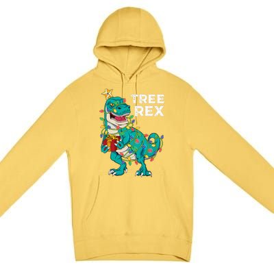 Christmas Dinosaur Tree Rex For Boy Pajamas Premium Pullover Hoodie