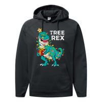 Christmas Dinosaur Tree Rex For Boy Pajamas Performance Fleece Hoodie