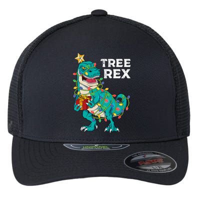 Christmas Dinosaur Tree Rex For Boy Pajamas Flexfit Unipanel Trucker Cap