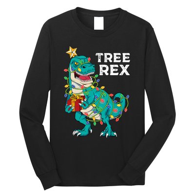 Christmas Dinosaur Tree Rex For Boy Pajamas Long Sleeve Shirt