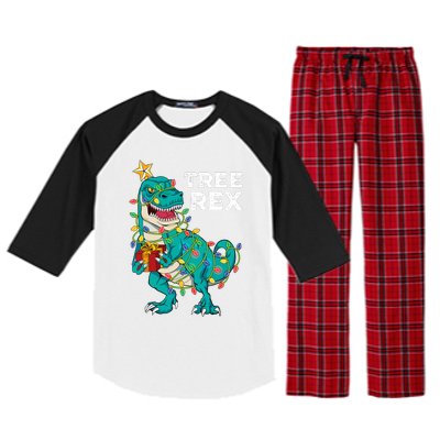 Christmas Dinosaur Tree Rex For Boy Pajamas Raglan Sleeve Pajama Set